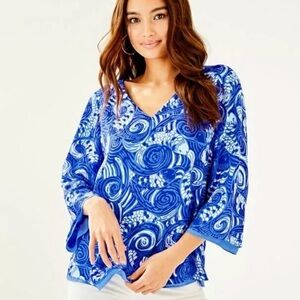 Lilly Pulitzer Florin Med Reversible Blue Top